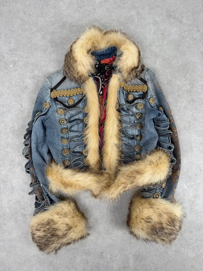 AW2005 Cavalli Napolean Fur Denim Jacket NylifeU 13