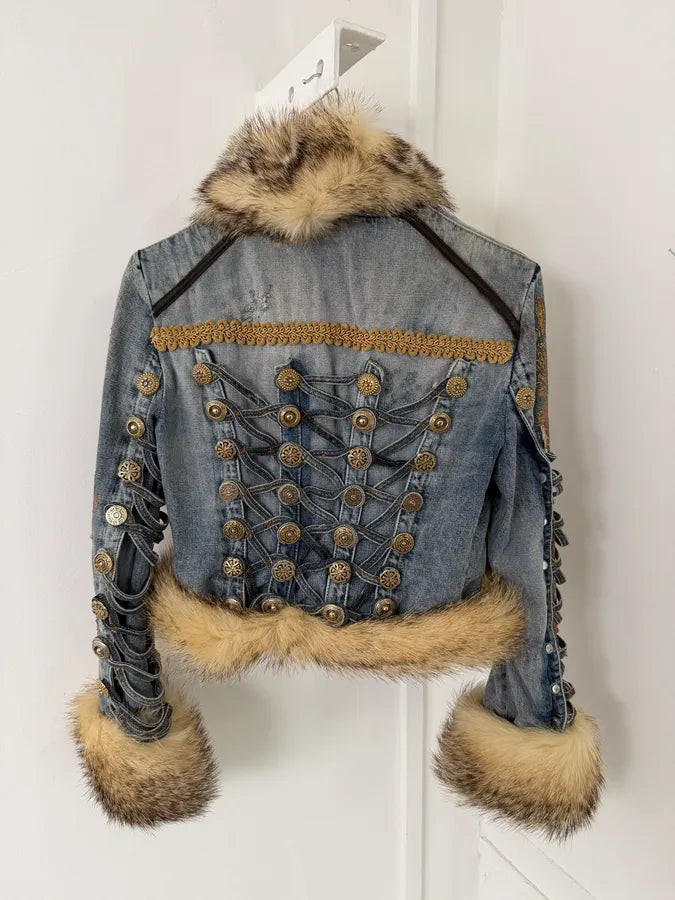 AW2005 Cavalli Napolean Fur Denim Jacket NylifeU 14