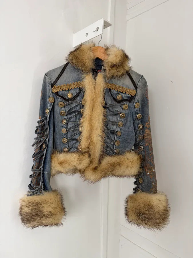 AW2005 Cavalli Napolean Fur Denim Jacket NylifeU 15