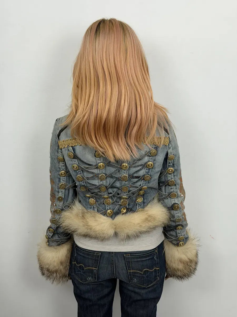 AW2005 Cavalli Napolean Fur Denim Jacket NylifeU 2