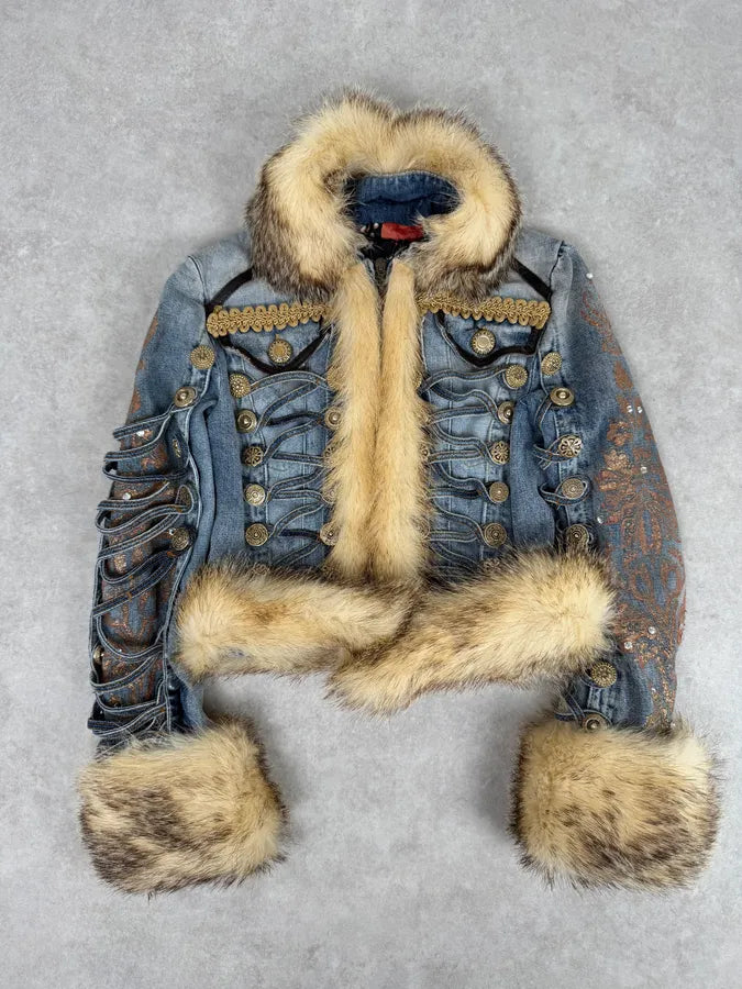 AW2005 Cavalli Napolean Fur Denim Jacket NylifeU 5