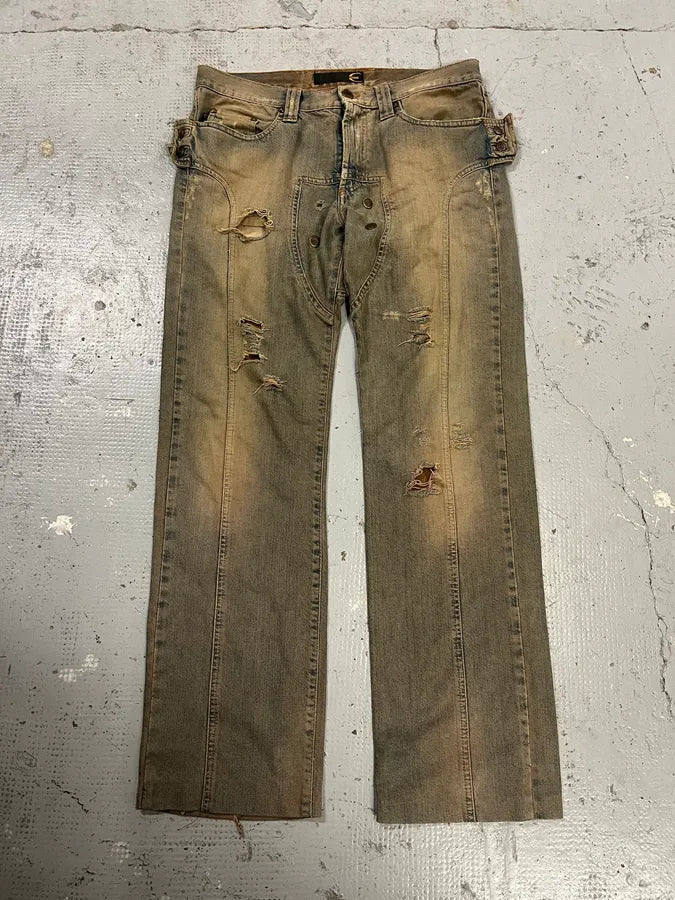 AW2005 Cavalli Orange Faded Blue Denim Jeans viqzplx 0