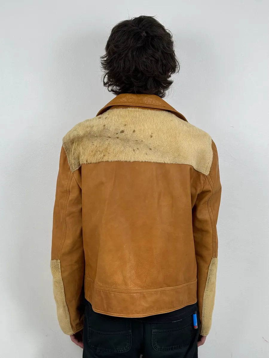 AW2005 Cavalli Pony Hair Camel Leather Asymmetrical Jacket KqriOuj 2