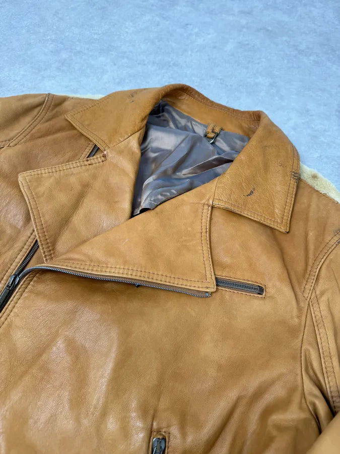 AW2005 Cavalli Pony Hair Camel Leather Asymmetrical Jacket KqriOuj 4
