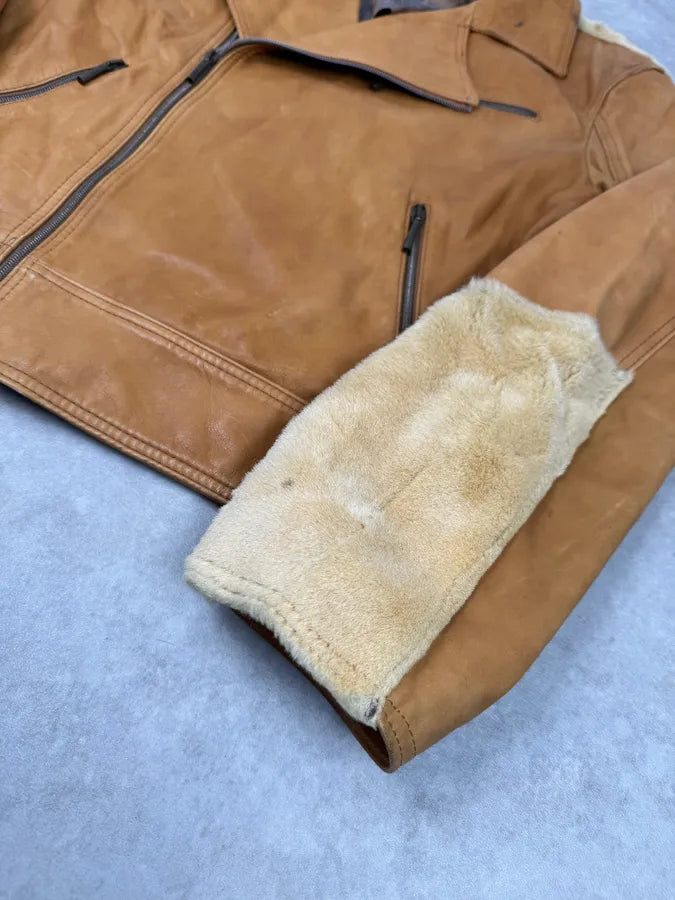 AW2005 Cavalli Pony Hair Camel Leather Asymmetrical Jacket KqriOuj 5