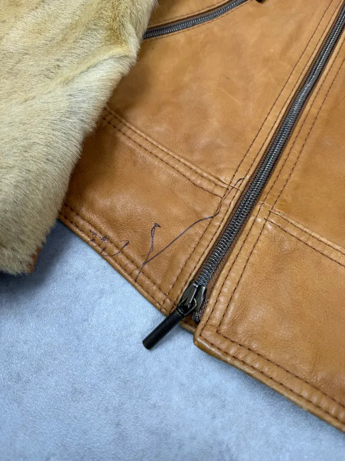 AW2005 Cavalli Pony Hair Camel Leather Asymmetrical Jacket KqriOuj 6