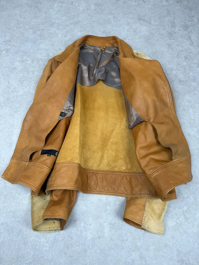 AW2005 Cavalli Pony Hair Camel Leather Asymmetrical Jacket KqriOuj 8