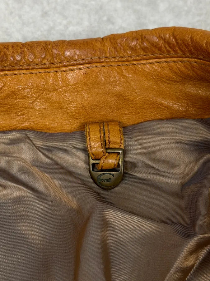 AW2005 Cavalli Pony Hair Camel Leather Asymmetrical Jacket KqriOuj 9