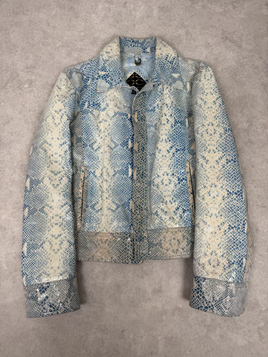 AW2005 Cavalli Python Scales Effect Satin Leather Jacket QixpnzE 0