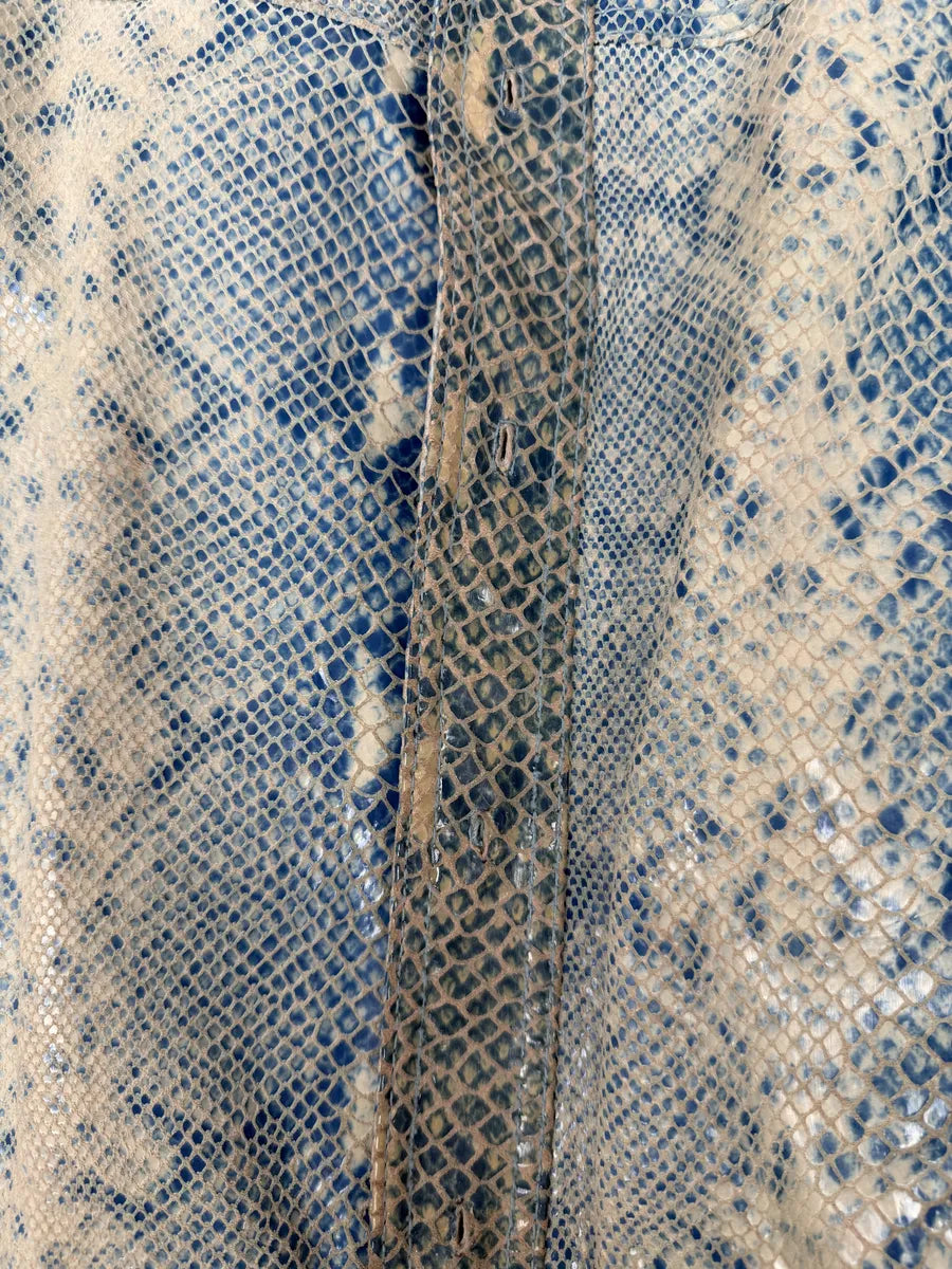 AW2005 Cavalli Python Scales Effect Satin Leather Jacket QixpnzE 10