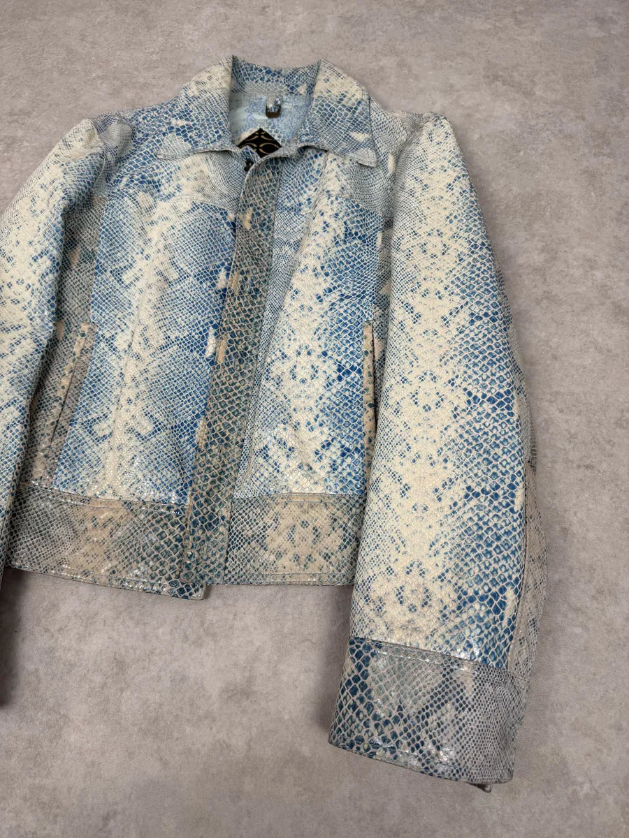 AW2005 Cavalli Python Scales Effect Satin Leather Jacket QixpnzE 4