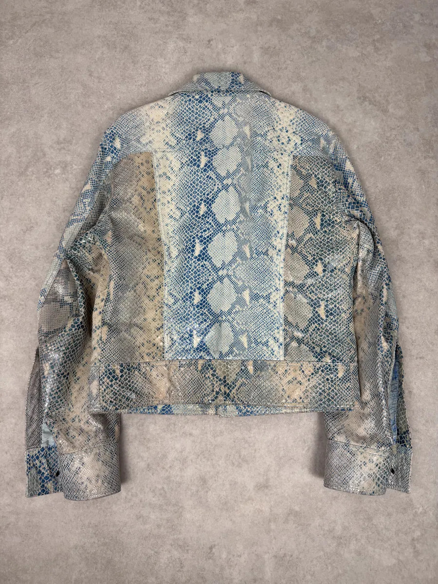 AW2005 Cavalli Python Scales Effect Satin Leather Jacket QixpnzE 6