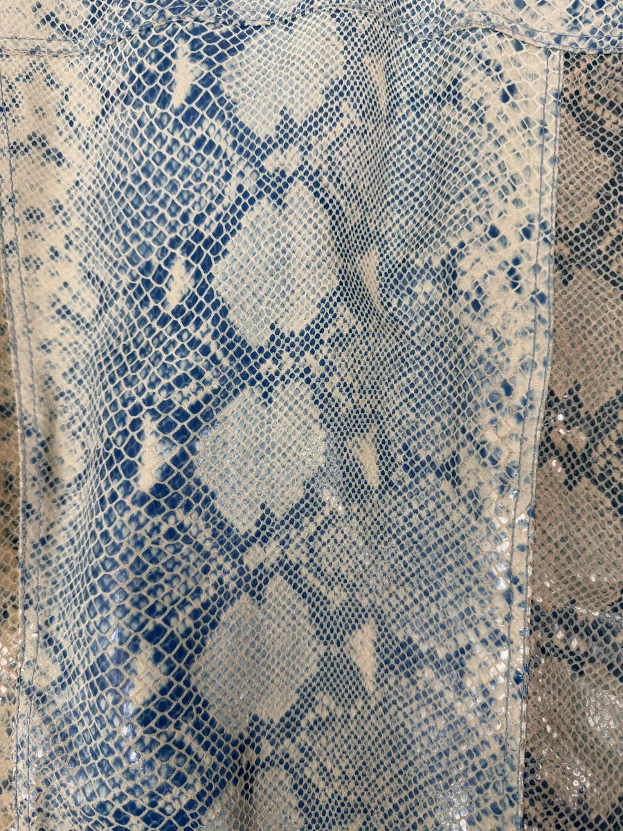 AW2005 Cavalli Python Scales Effect Satin Leather Jacket QixpnzE 7