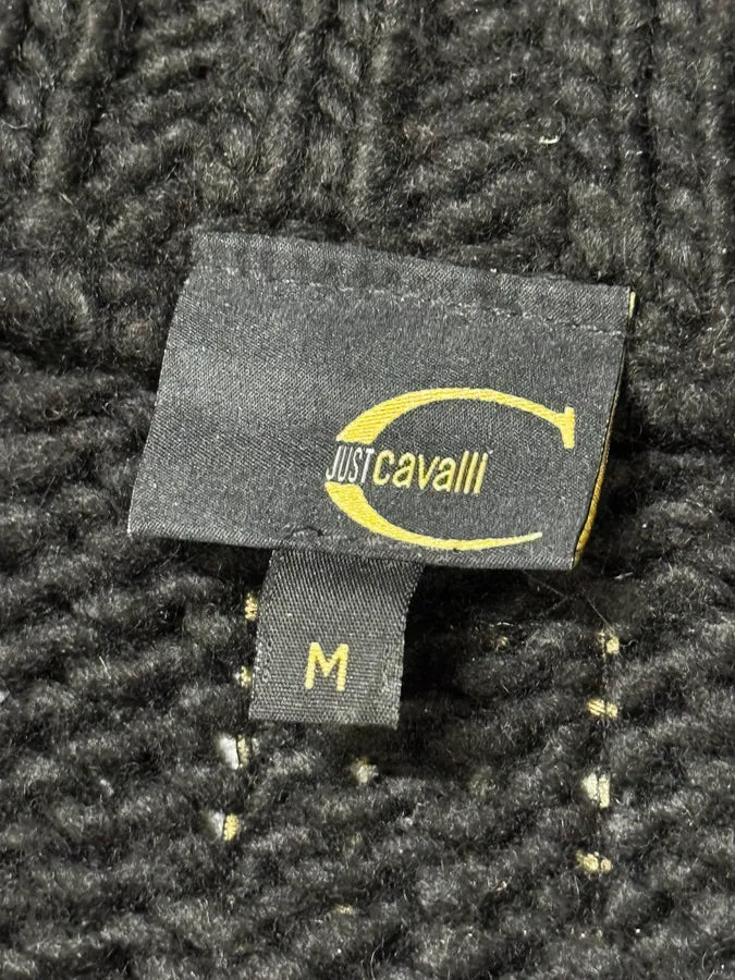 AW2005 Cavalli Quarter Zip Black Wool Sweater QkmDTMh 7
