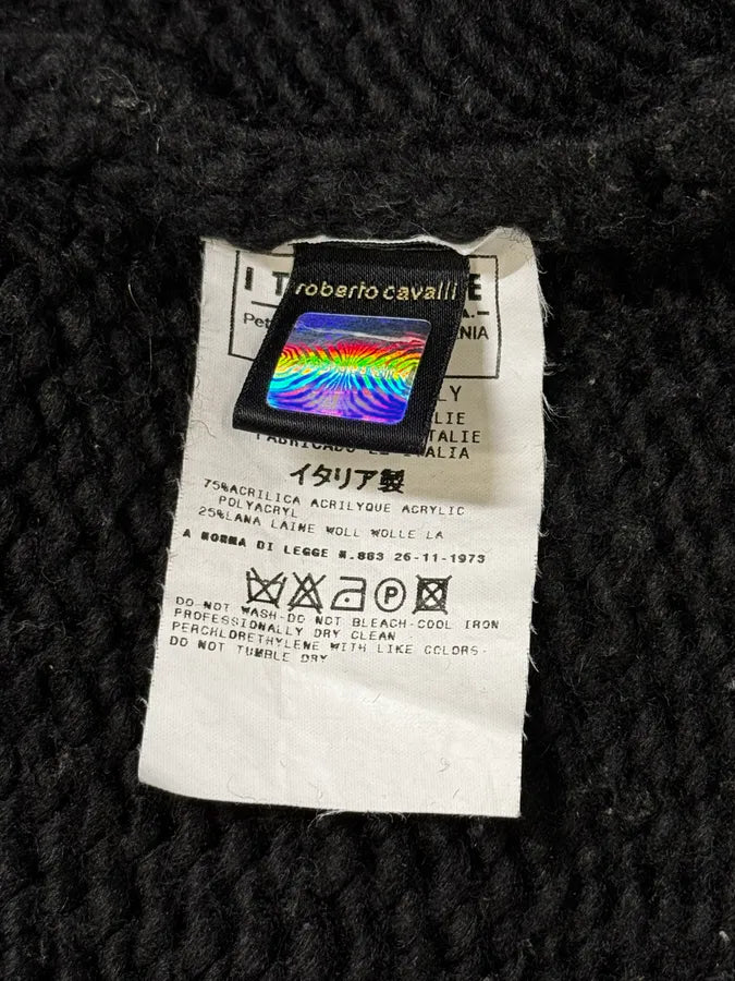 AW2005 Cavalli Quarter Zip Black Wool Sweater QkmDTMh 6