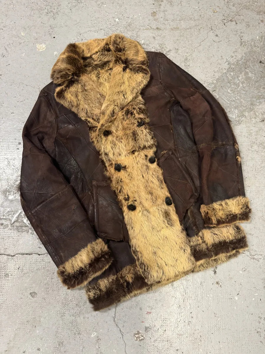 AW2005 Cavalli Reversible Fur Patchwork Bordeaux Leather Jacket (M/L) iHvrzPc 10