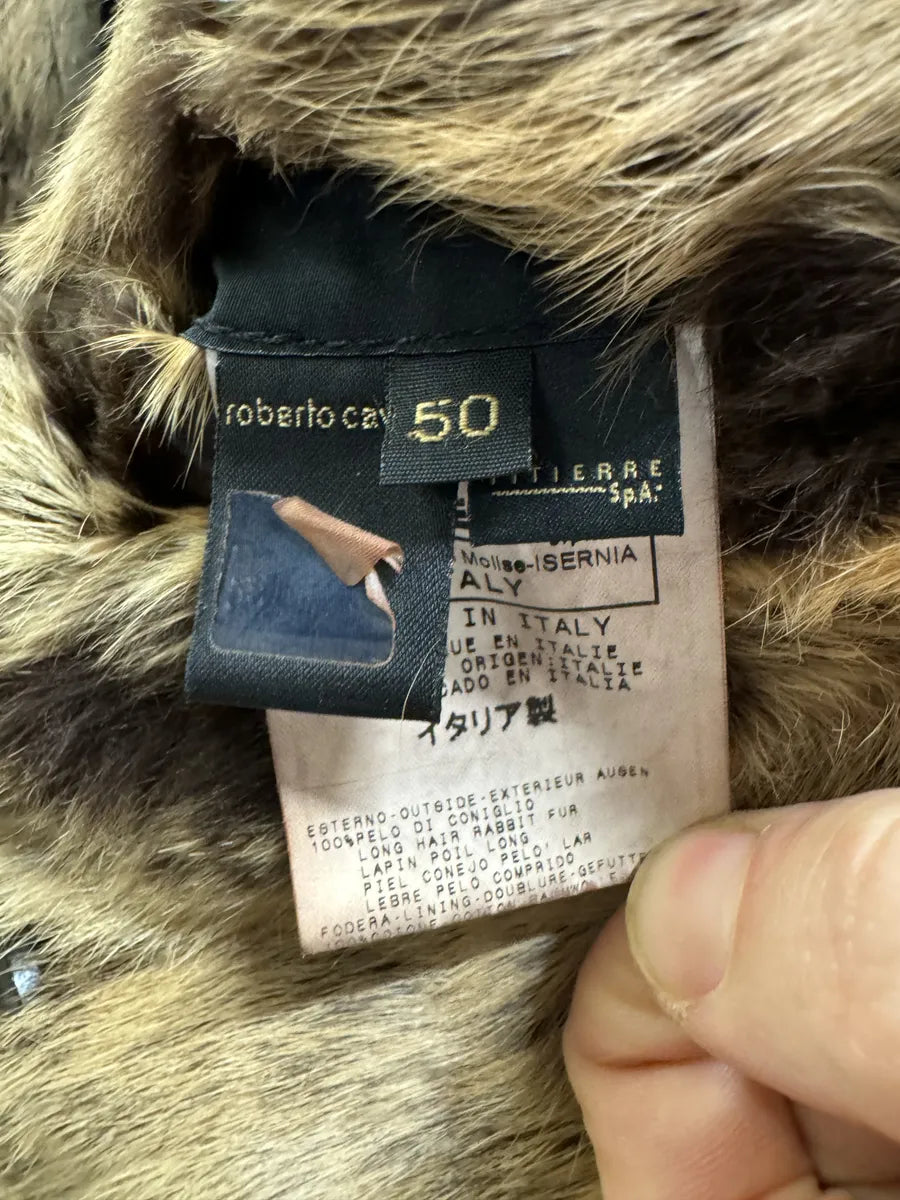 AW2005 Cavalli Reversible Fur Patchwork Bordeaux Leather Jacket (M/L) iHvrzPc 13