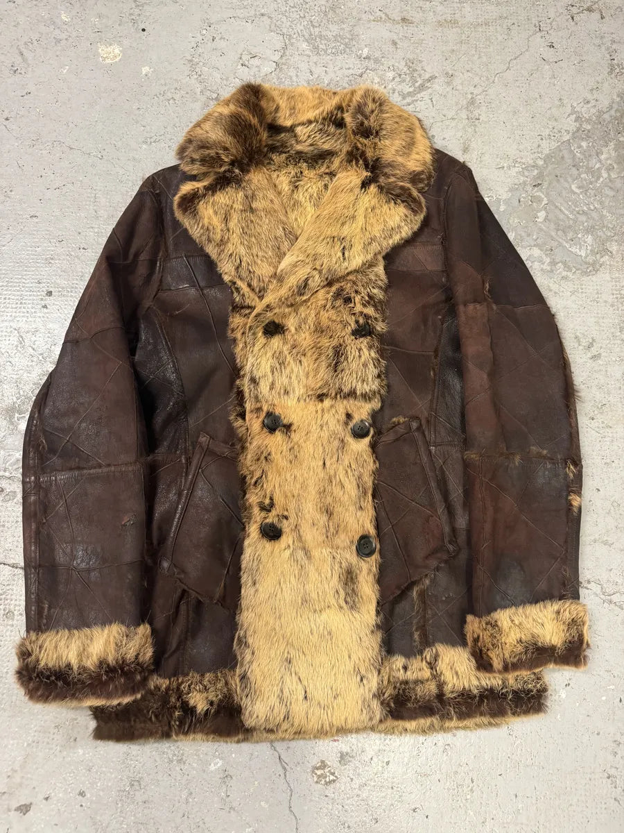 AW2005 Cavalli Reversible Fur Patchwork Bordeaux Leather Jacket (M/L) iHvrzPc 2