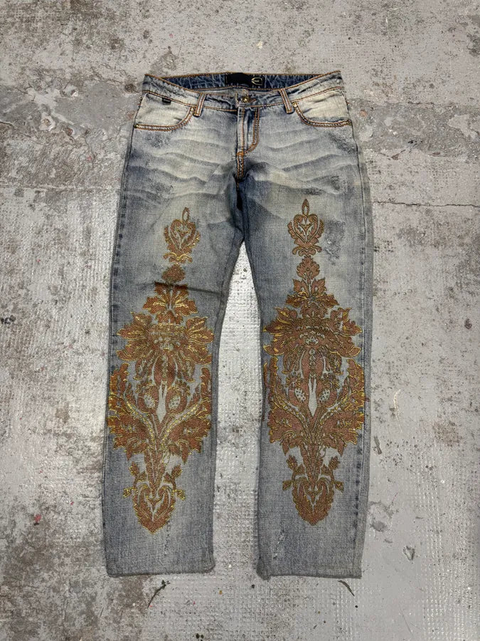 AW2005 Cavalli Royal Ornament Blue Denim Jeans tFHeIcJ 0