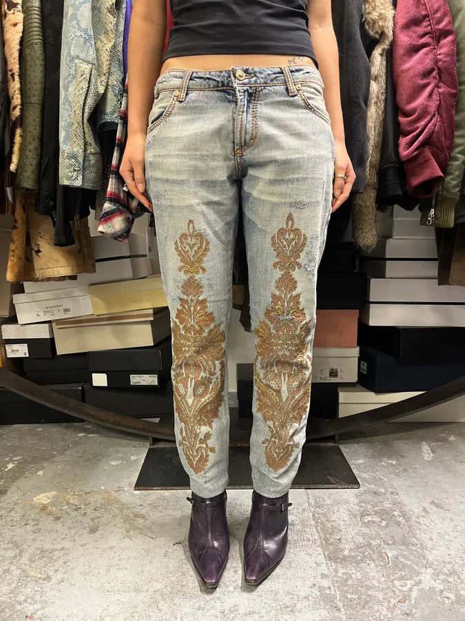 AW2005 Cavalli Royal Ornament Blue Denim Jeans tFHeIcJ 1