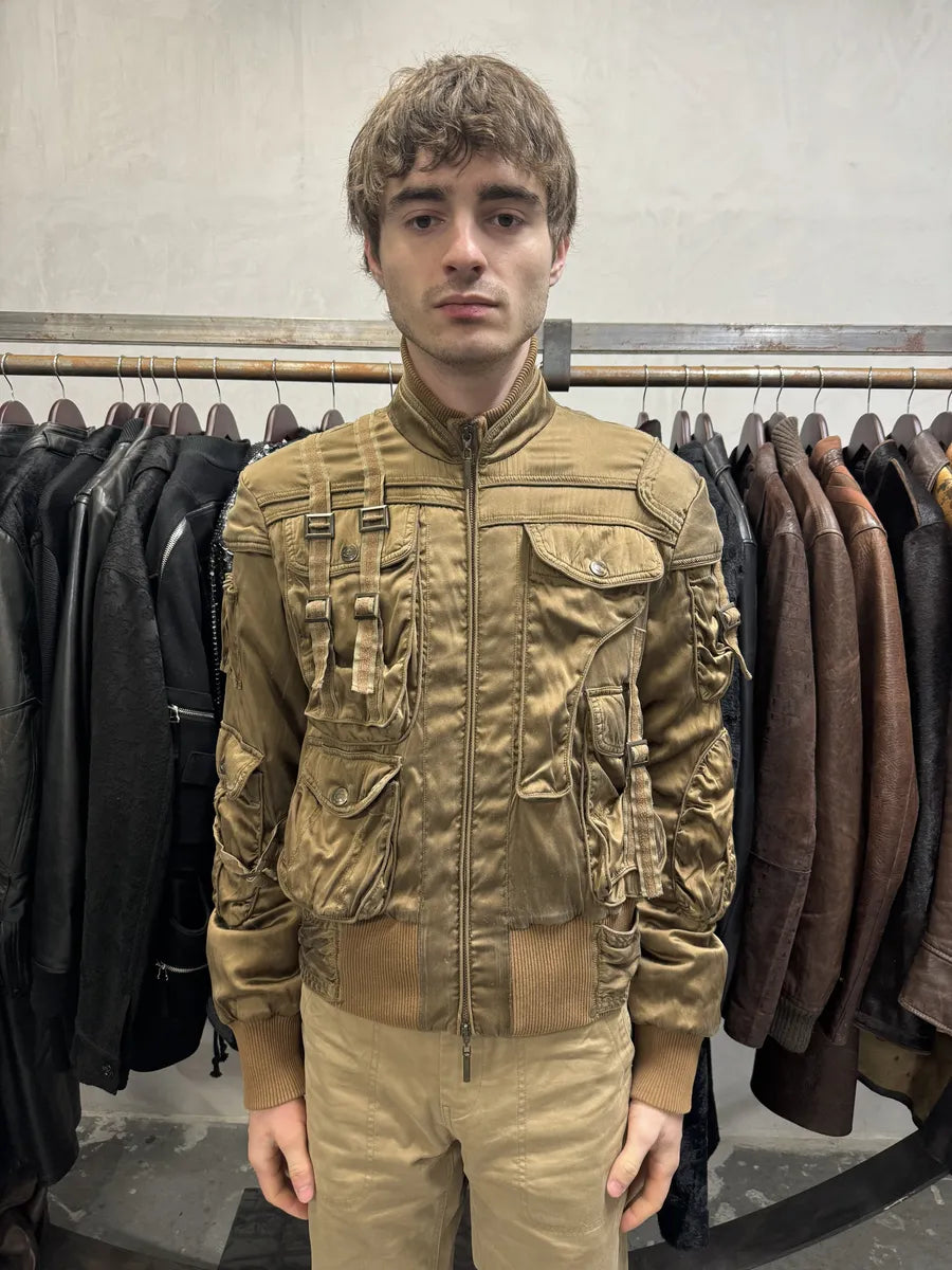 AW2005 Cavalli Silk Bondage Soldier Cargo Gun Bomber Jacket (S) FybgytP 2