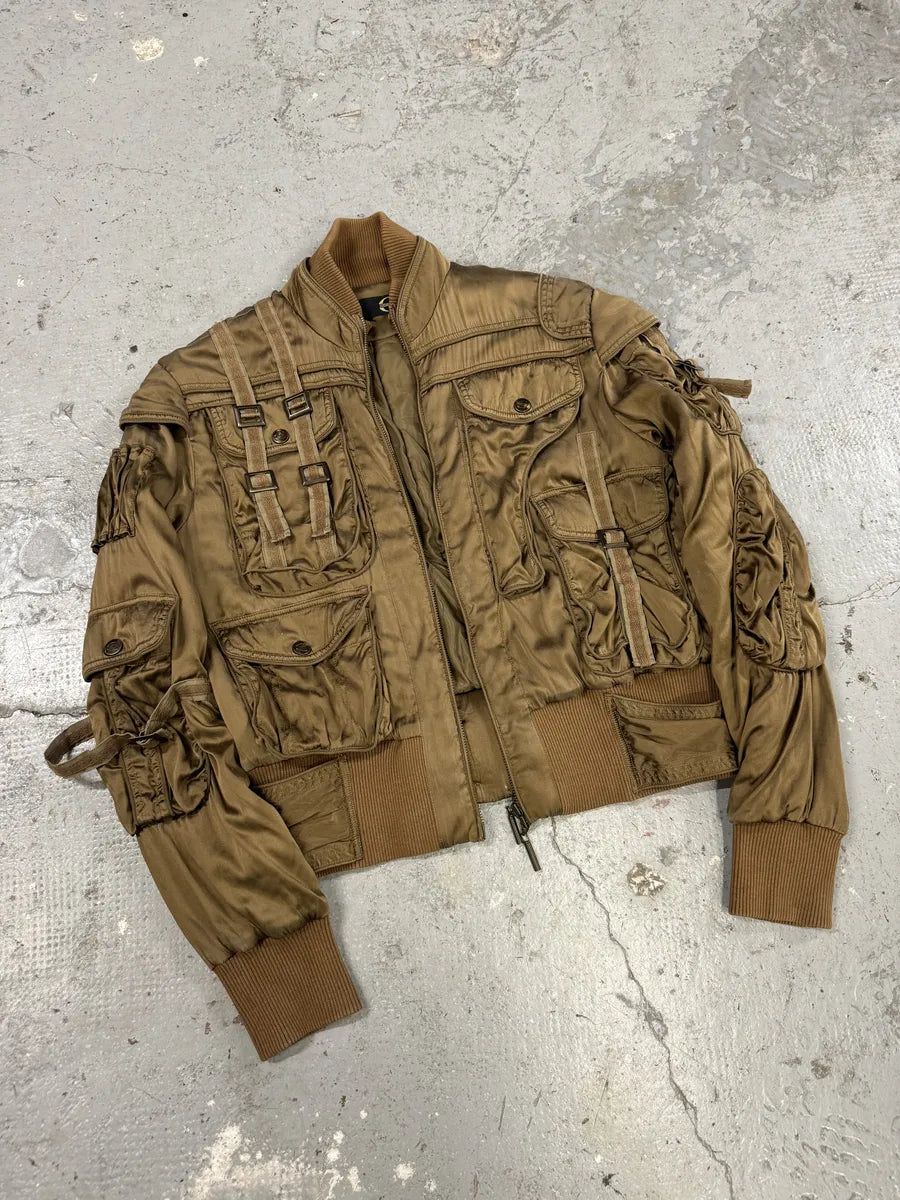 AW2005 Cavalli Silk Bondage Soldier Cargo Gun Bomber Jacket (S) FybgytP 4