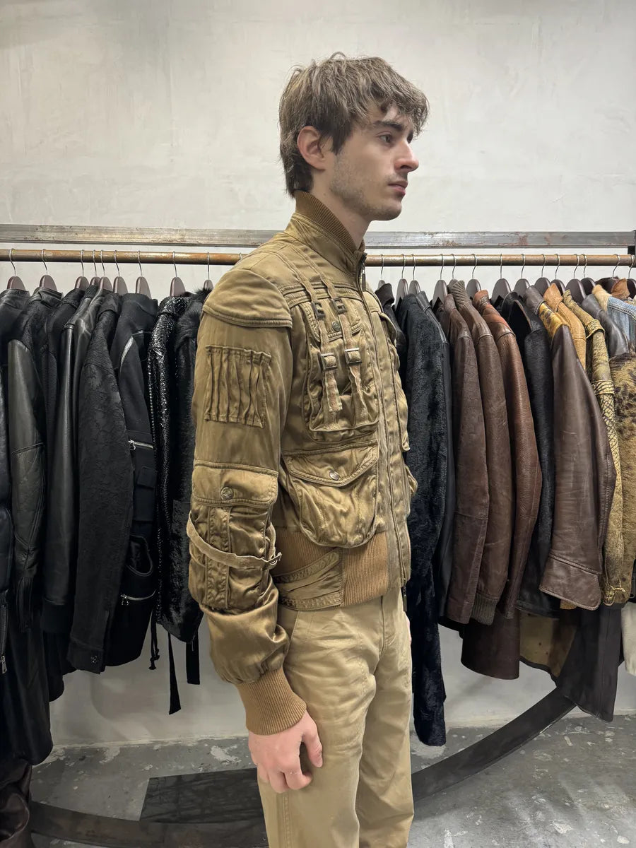AW2005 Cavalli Silk Bondage Soldier Cargo Gun Bomber Jacket (S) FybgytP 6