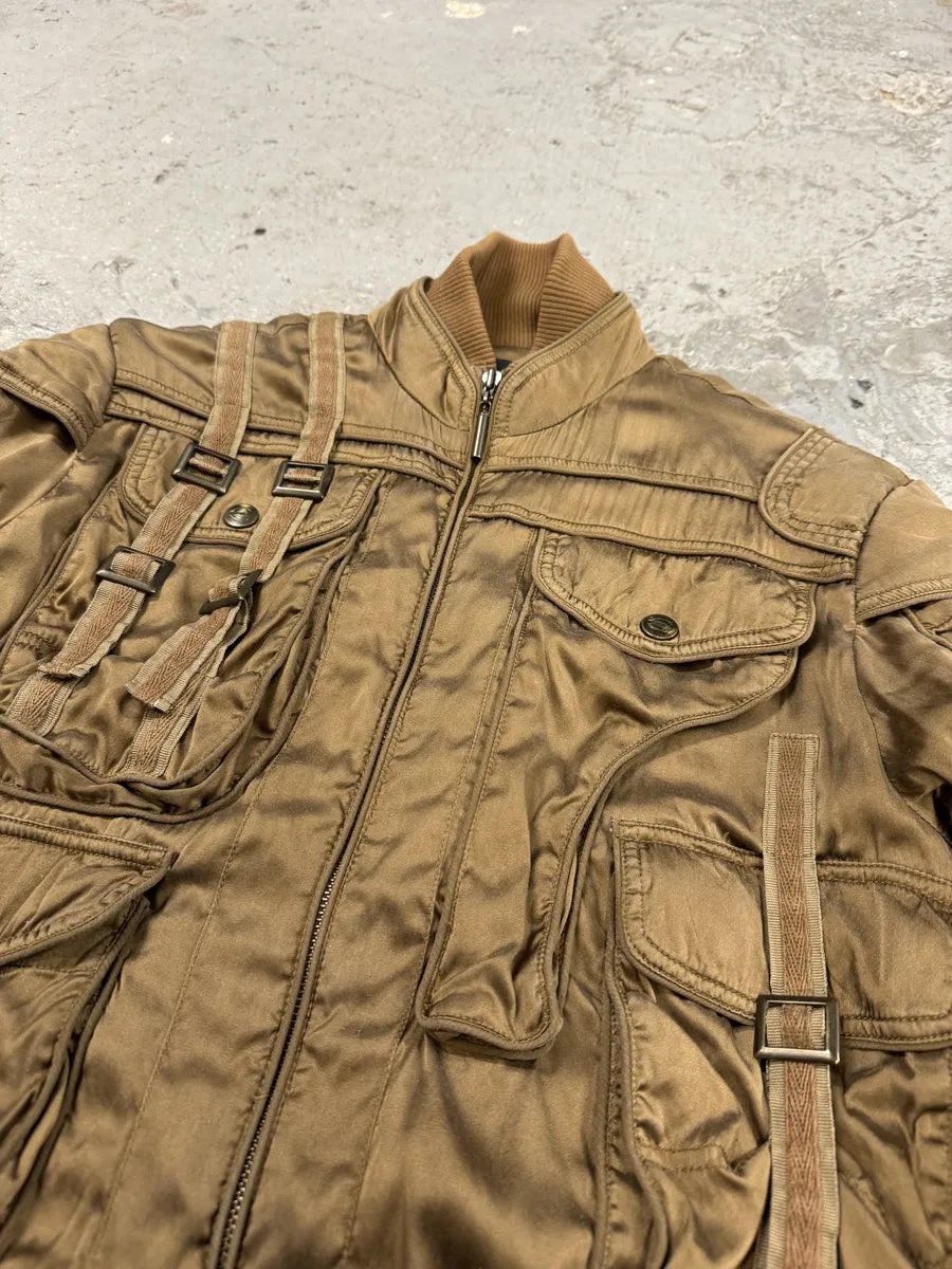 AW2005 Cavalli Silk Bondage Soldier Cargo Gun Bomber Jacket (S) FybgytP 7