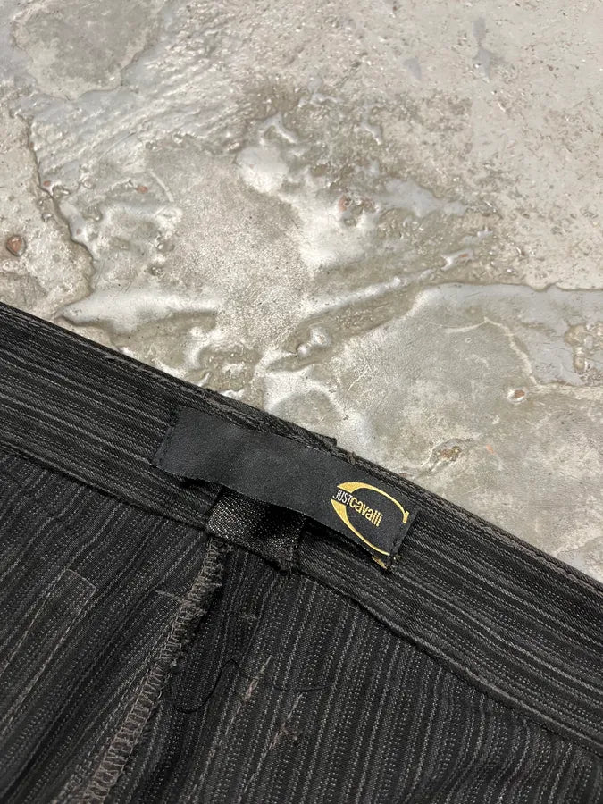 AW2005 Cavalli Striped Black Cargo Tailored Pants EAEYdlx 10