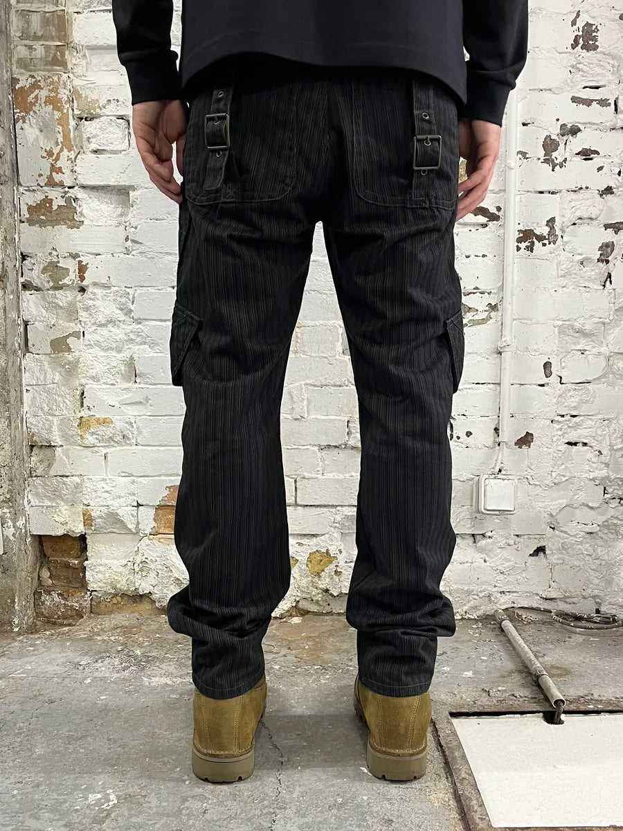 AW2005 Cavalli Striped Black Cargo Tailored Pants EAEYdlx 3