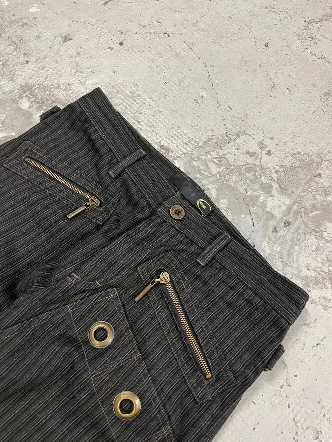 AW2005 Cavalli Striped Black Cargo Tailored Pants EAEYdlx 5