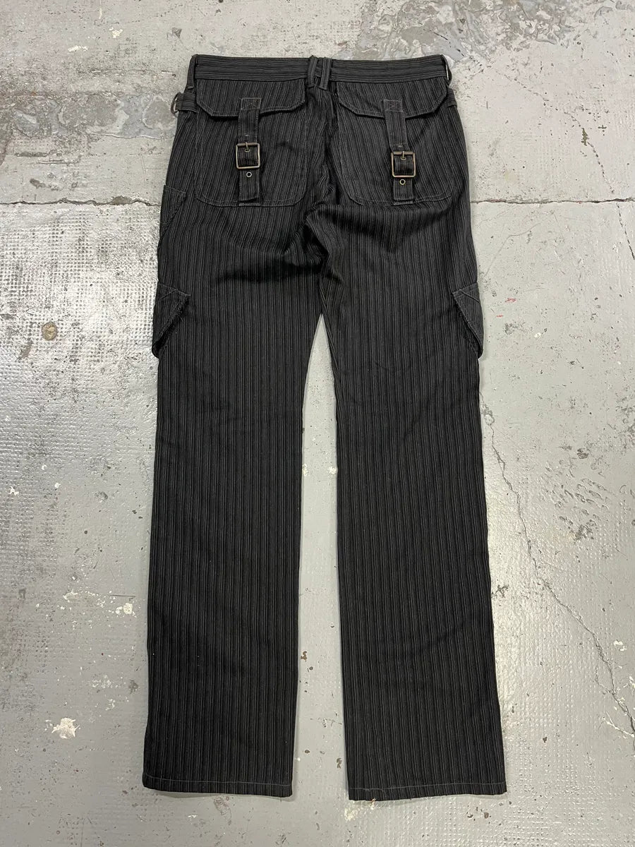 AW2005 Cavalli Striped Black Cargo Tailored Pants EAEYdlx 7