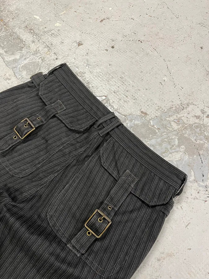 AW2005 Cavalli Striped Black Cargo Tailored Pants EAEYdlx 8