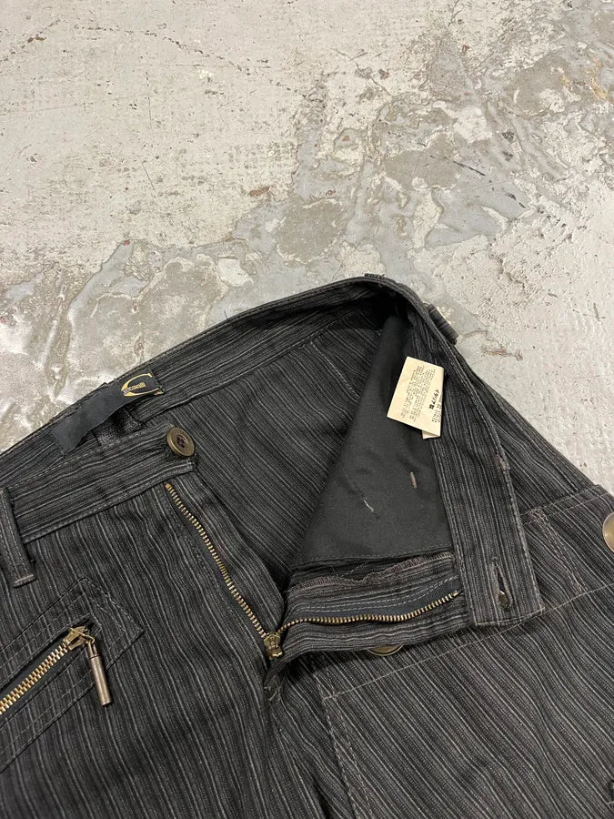 AW2005 Cavalli Striped Black Cargo Tailored Pants EAEYdlx 9