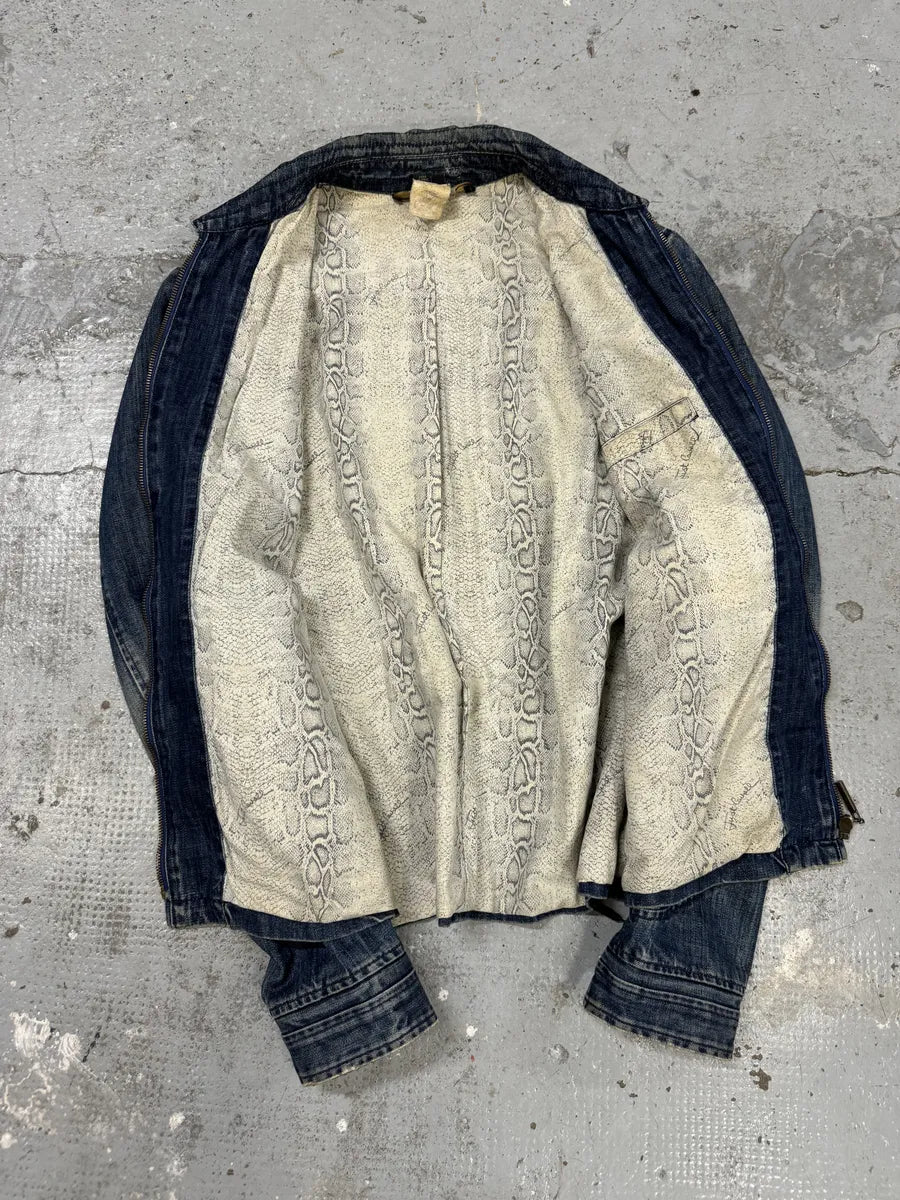AW2005 Cavalli Vertical Blue Denim Jacket EbubbdK 4