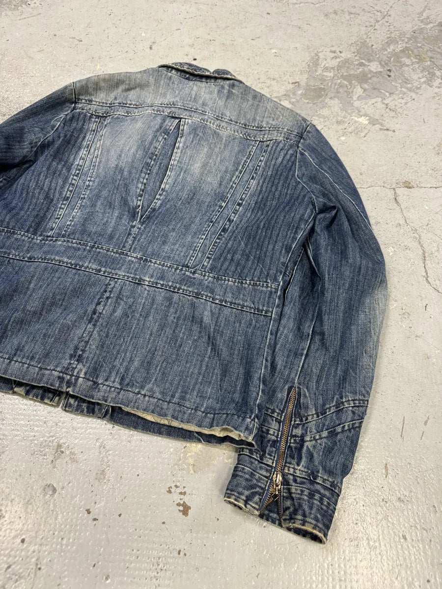 AW2005 Cavalli Vertical Blue Denim Jacket EbubbdK 5