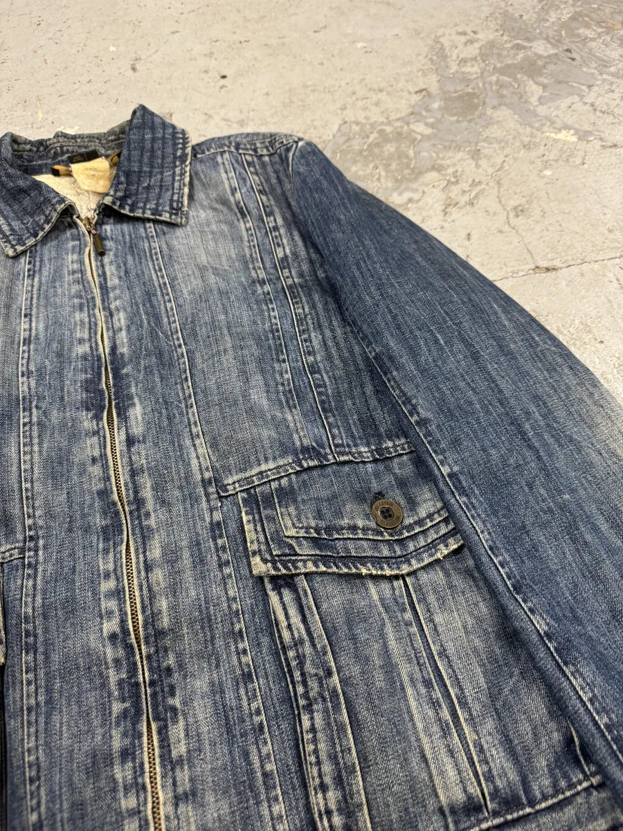 AW2005 Cavalli Vertical Blue Denim Jacket EbubbdK 7