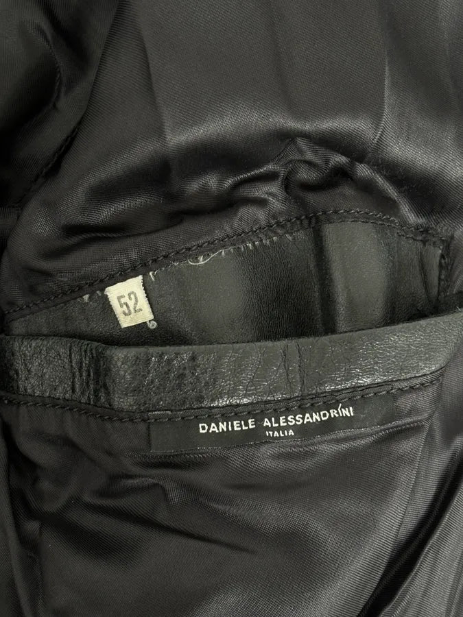 AW2005 Daniele Alessandrini Black Eroded Buttoned Leather Jacket vECUjQz 8