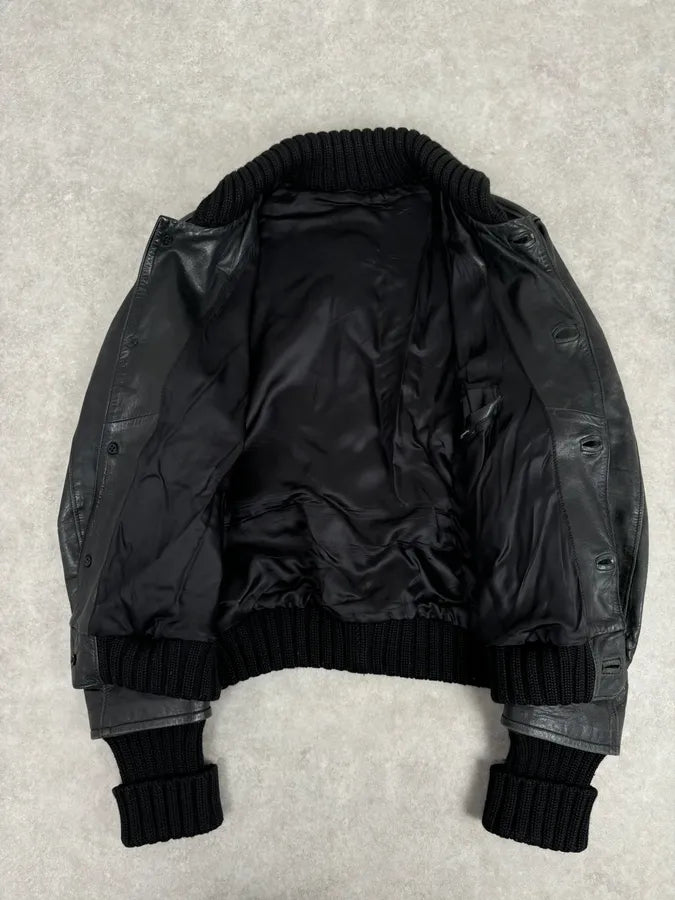 AW2005 Daniele Alessandrini Black Eroded Buttoned Leather Jacket vECUjQz 6