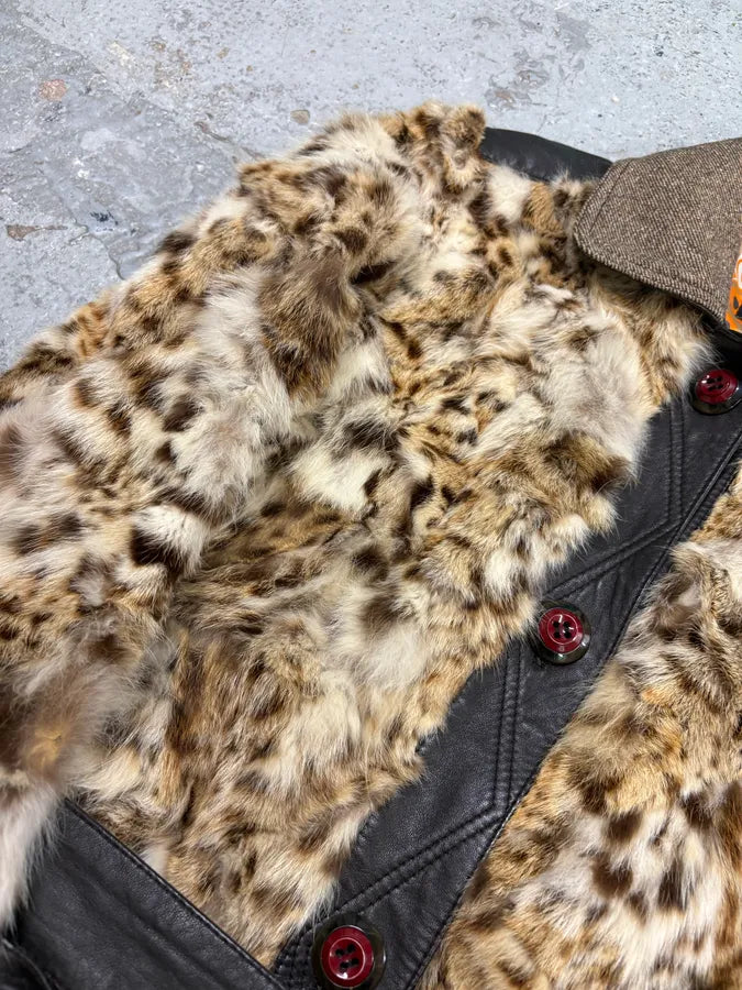 AW2005 Dolce & Gabbana Beige Mixed Media Leopard Fur Coat ZAXcMHu 4
