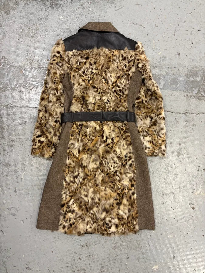 AW2005 Dolce & Gabbana Beige Mixed Media Leopard Fur Coat ZAXcMHu 6