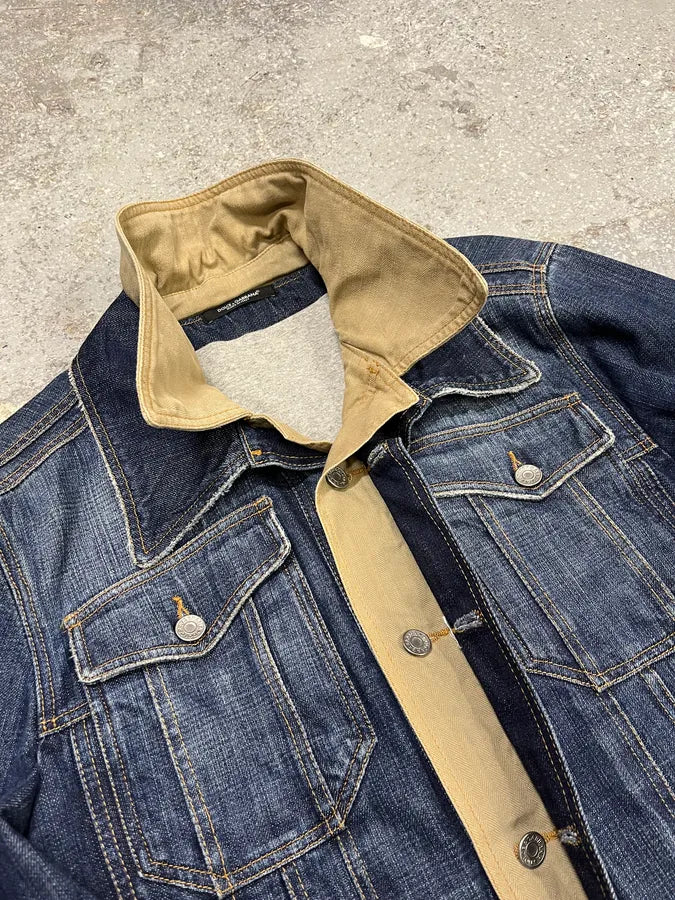 AW2005 Dolce & Gabbana 2 in 1 Military Denim Jacket (M) 1