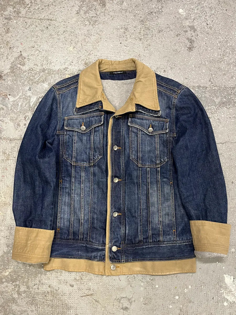 AW2005 Dolce & Gabbana 2 in 1 Military Denim Jacket (M) 3