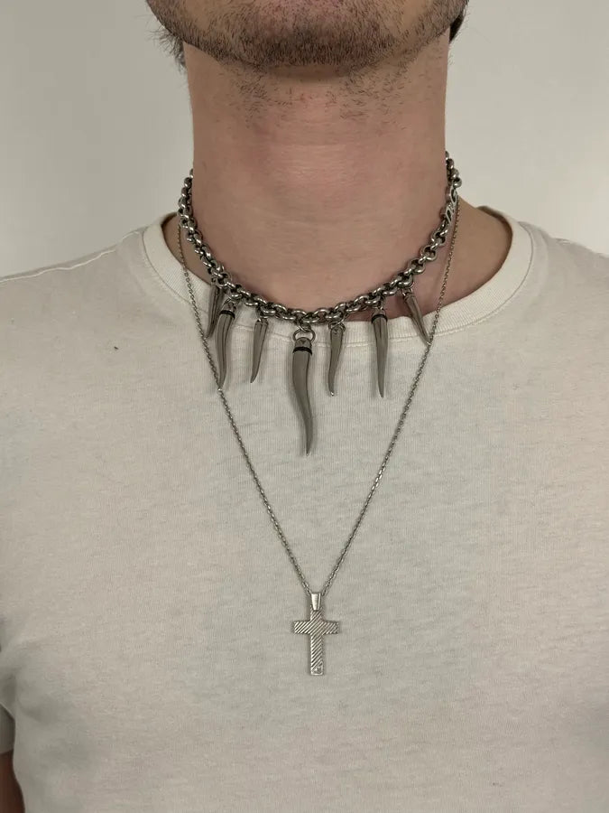 AW2005 Dolce & Gabbana Avant-Garde Multi Teeth Steel Necklace OSDwRxq 1
