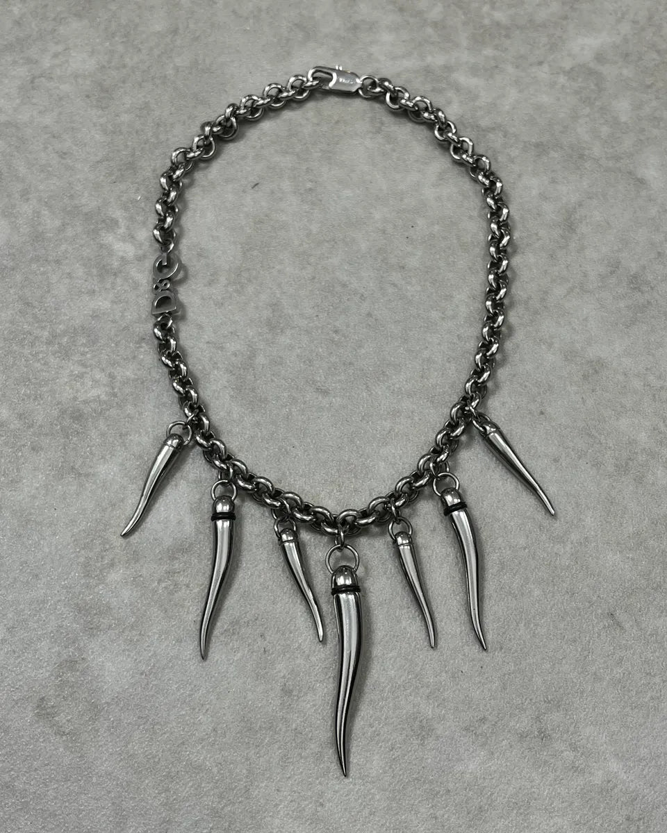 AW2005 Dolce & Gabbana Avant-Garde Multi Teeth Steel Necklace OSDwRxq 0