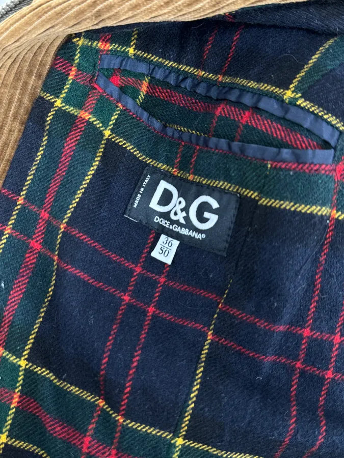 AW2005 Dolce & Gabbana Beige Velvet & Brown Shearling Leather Hybrid Jacket TNLBGgJ 8