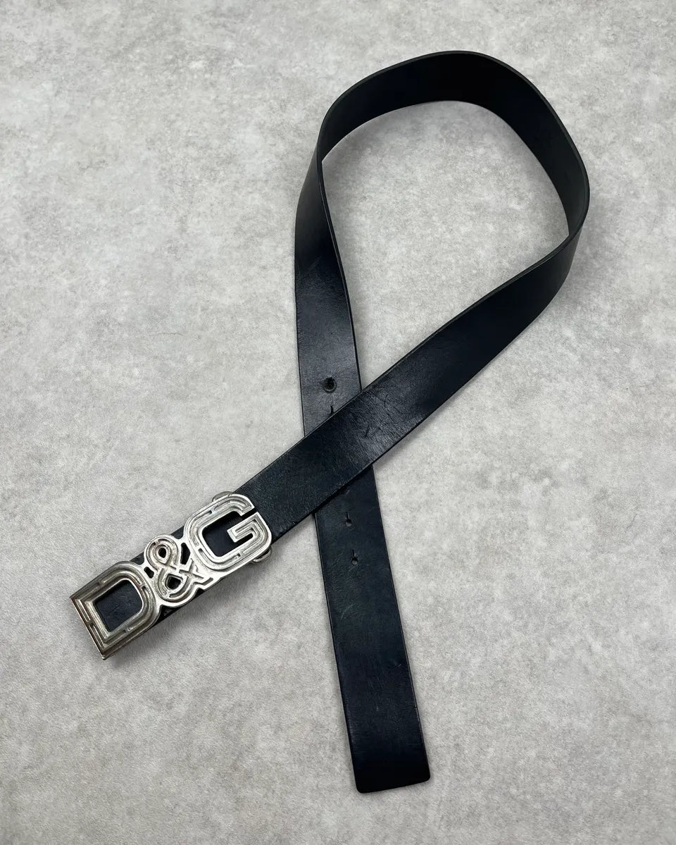 AW2005 Dolce & Gabbana Black Leather Buckle Belt zfHulQh 0