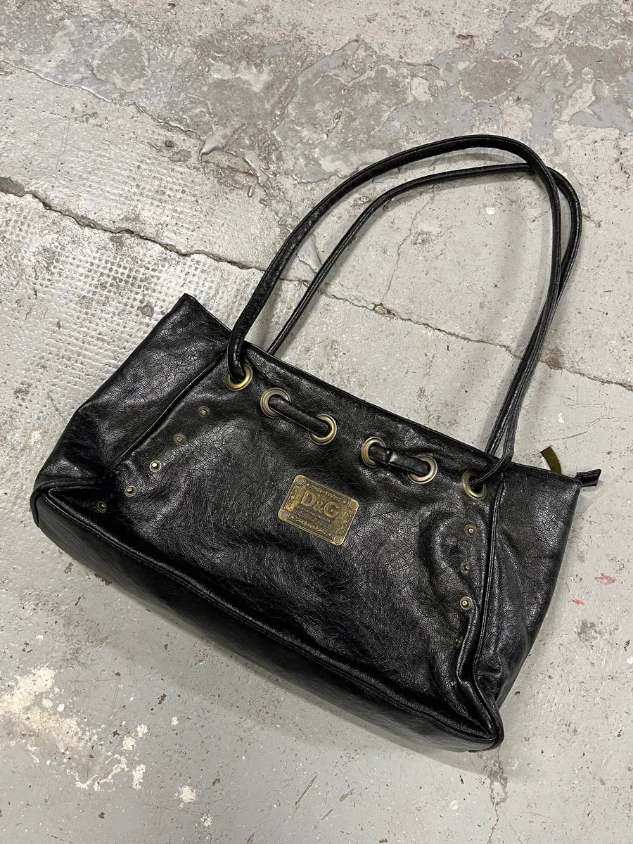 AW2005 Dolce & Gabbana Black Leather Handle Bag (OS) IlqhGvl 2