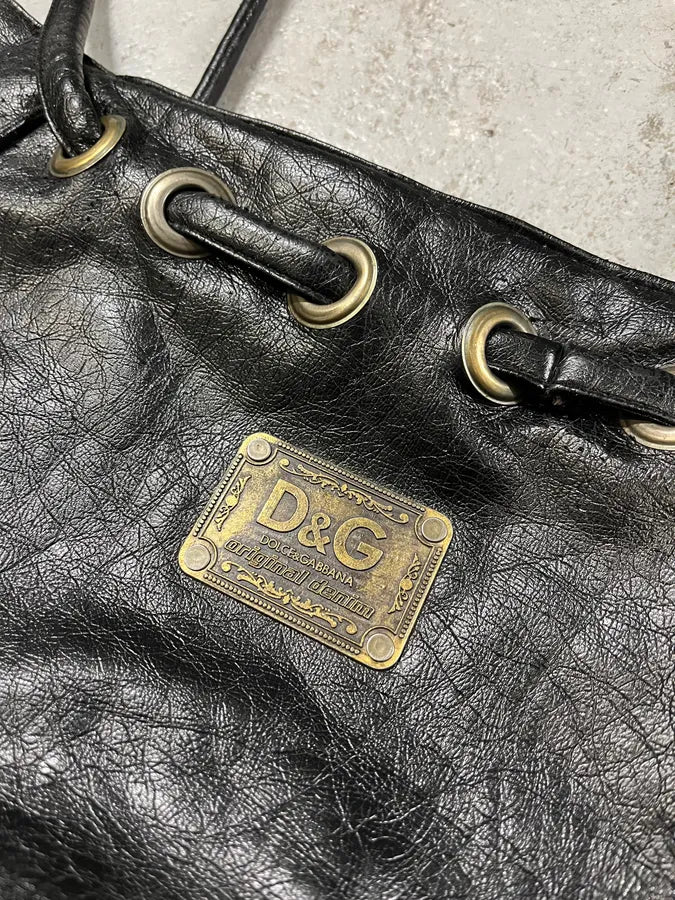 AW2005 Dolce & Gabbana Black Leather Handle Bag (OS) IlqhGvl 4