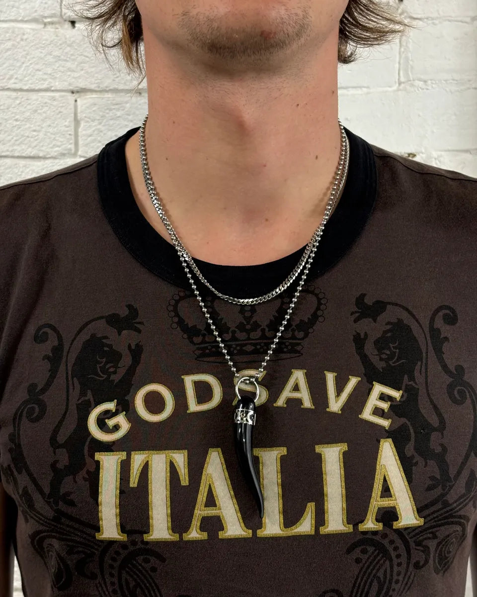AW2005 Dolce & Gabbana Black Resin Horn Pendant Necklace ctnMpHW 1